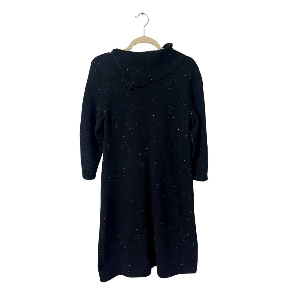 Talbots Cowl Neck Black Sweater Midi Dress Button LP Petite Casual Office - Picture 4 of 8
